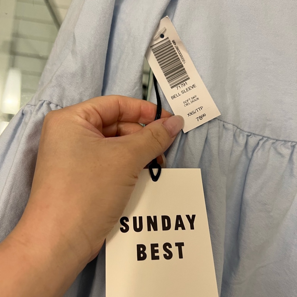 Aritzia Sunday Best Blue Bell Sleeve Dress XXS BNWT - Picture 6 of 10